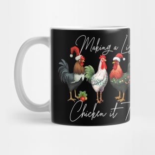Christmas Chicken Lover Xmas Santa Hat Funny Farm Mug